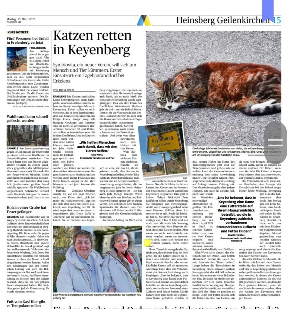 Pressebericht über Symbiovita e.V.i.G. Heinsberg Zeitung vom 10.03.2025 1 Pressebericht über Symbiovita e.V.i.G. Heinsberg Zeitung vom 10.03.2025 Pressebericht Symbiovita-Menschen und Tiere im Einklang miteinander leben Pressebericht Heinsberg Zeitung 10.03.2025